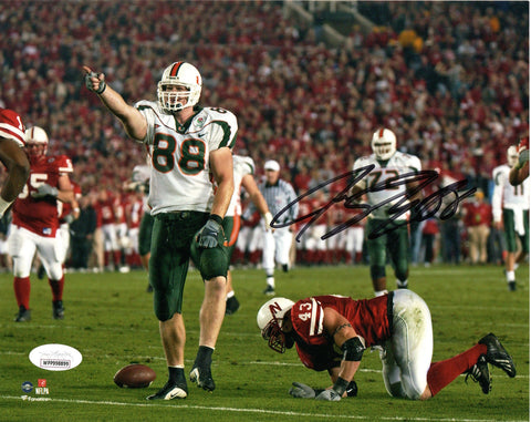 Jeremy Shockey Autographed Miami Hurricanes 8x10 Photo JSA Witnessed