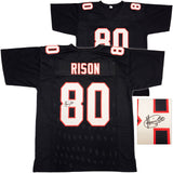 ATLANTA FALCONS ANDRE RISON AUTOGRAPHED SIGNED BLACK JERSEY JSA STOCK #234527