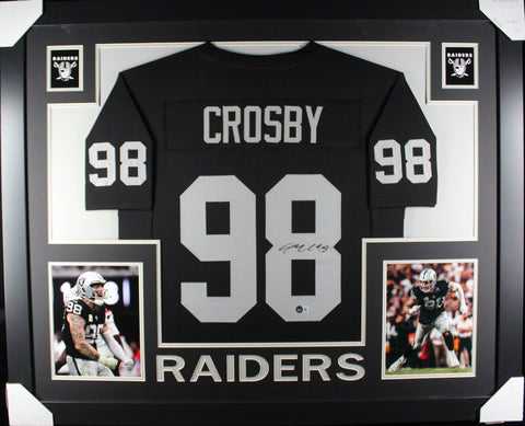 MAXX CROSBY (Raiders black SKYLINE) Signed Autographed Framed Jersey Beckett