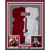 Framed Autographed/Signed Nick Saban 33x42 Alabama Split Pro Cut Jersey PSA COA