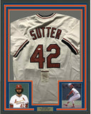 Framed Autographed/Signed Bruce Sutter HOF 33x42 St. Louis White Jersey JSA COA