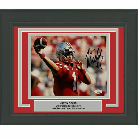 FRAMED Autographed/Signed JUSTIN FIELDS Ohio State Buckeyes 8x10 Photo JSA COA 3