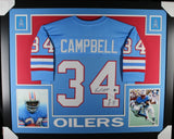 EARL CAMPBELL (Oilers blue SKYLINE) Signed Autographed Framed Jersey Beckett