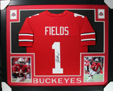 JUSTIN FIELDS (OSU red SKYLINE) Signed Autographed Framed Jersey JSA