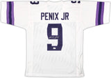 WASHINGTON MICHAEL PENIX JR. AUTOGRAPHED WHITE JERSEY BECKETT WITNESS QR 222053