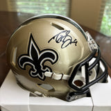 DREW BREES AUTOGRAPHED SIGNED NEW ORLEANS SAINTS MINI HELMET BECKETT