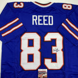 Autographed/Signed ANDRE REED HOF 14 Buffalo Blue Football Jersey JSA COA Auto