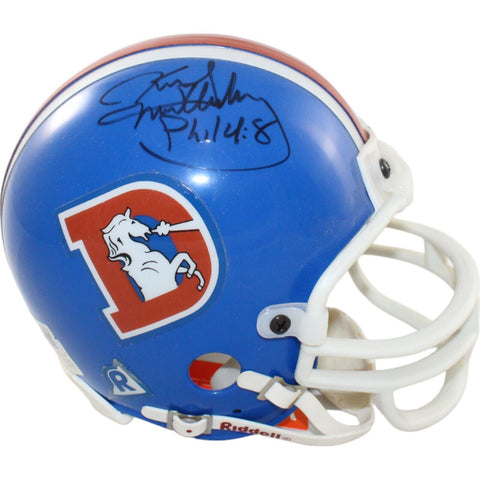 Karl Mecklenburg Signed Denver Broncos VSR4 TB Replica Mini Helmet BAS 44248