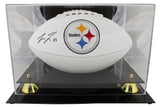 Steelers Pat Freiermuth Signed White Panel Logo Football W/ Case BAS Witnessed