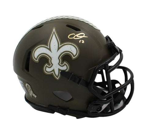 Chris Olave Signed New Orleans Saints Speed Salute To Service NFL Mini Helmet