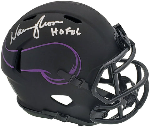 WARREN MOON AUTOGRAPHED VIKINGS ECLIPSE BLACK MINI HELMET HOF 06 MCS HOLO 197050