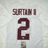 Autographed/Signed PATRICK SURTAIN II Alabama White College Jersey JSA COA Auto