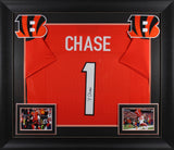 Ja'Marr Chase Authentic Signed Orange Pro Style Framed Jersey BAS Witnessed