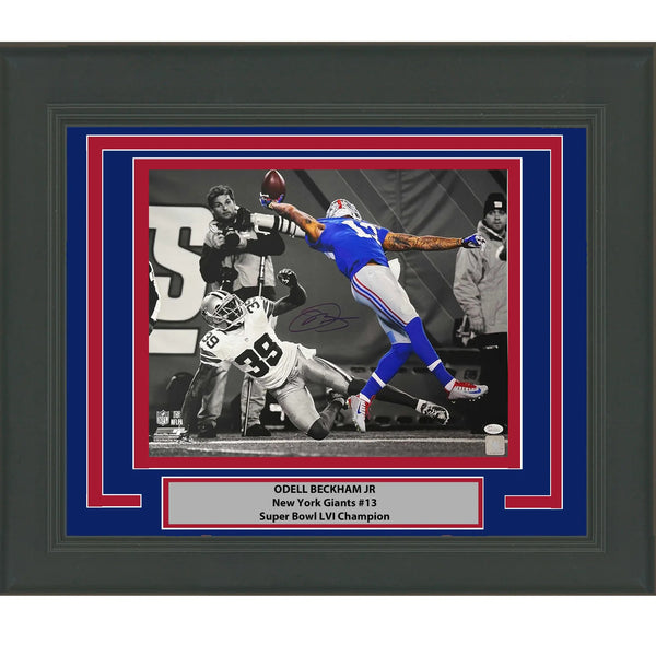 Framed Autographed/Signed Odell Beckham Jr. Giants Spotlight 16x20 Photo JSA COA