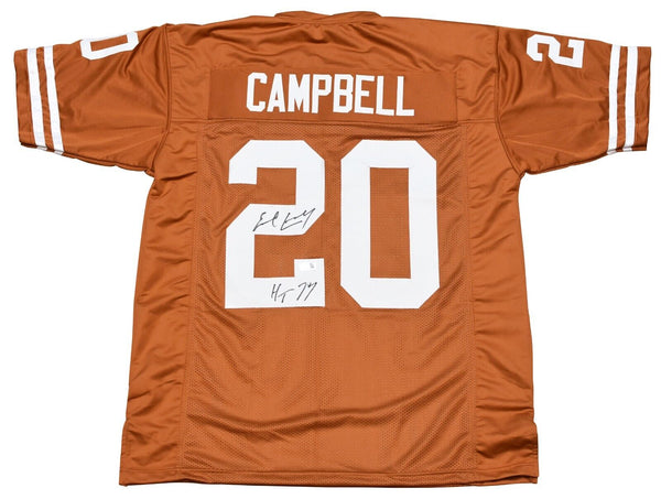 EARL CAMPBELL AUTOGRAPHED TEXAS LONGHORNS #20 JERSEY BECKETT W/ HT 77