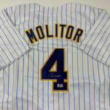 Autographed/Signed Paul Molitor Milwaukee Pinstirpe Baseball Jersey Beckett COA