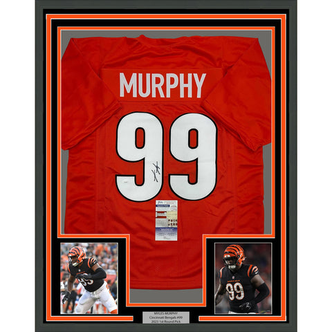 Framed Autographed/Signed Myles Murphy 35x39 Cincinnati Orange Jersey JSA COA