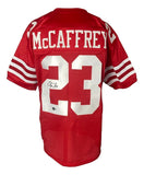 Christian McCaffrey San Francisco Signed Red Football Jersey BAS