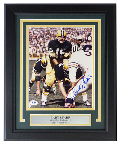 Bart Starr Green Bay Packers Signed Framed 8x10 Photo PSA