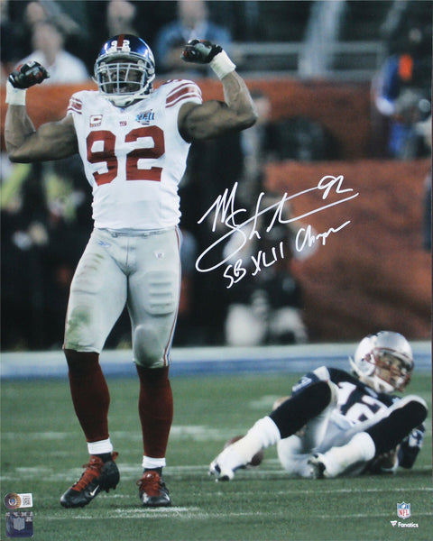 Giants Michael Strahan "SB XLII Champ" Signed 16x20 Vertical Photo BAS Witnessed