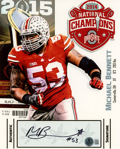 Michael Bennett Autographed Ohio State Buckeyes 8x10 Photo Beckett 47306