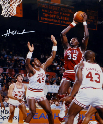 Hakeem Olajuwon Houston Autographed 16x20 Against NC State Photo- JSA W Auth