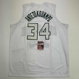 Autographed/Signed Giannis Antetokounmpo Milwaukee White Jersey JSA COA #2