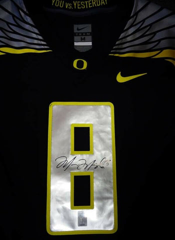 OREGON DUCKS MARCUS MARIOTA AUTOGRAPHED BLACK NIKE JERSEY SIZE M MM HOLO 89864