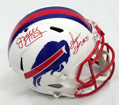 Jim Kelly & Thurman Thomas Signed Bills Flat White Speed Replica Helmet Beckett