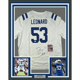 FRAMED Autographed/Signed DARIUS LEONARD 33x42 Colts Authentic Jersey JSA COA