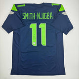 Autographed/Signed Jaxon Smith-Njigba Seattle Blue Football Jersey Beckett COA