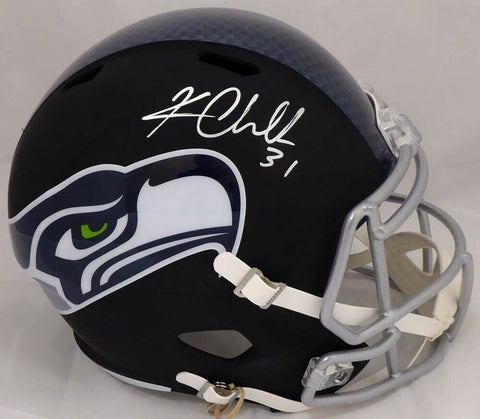 KAM CHANCELLOR AUTOGRAPHED SEAHAWKS FLAT MATTE BLACK FULL SIZE HELMET MCS 148370