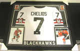 Chris Chelios Signed Blackhawks 35x43 Custom Framed White Jersey (JSA COA)