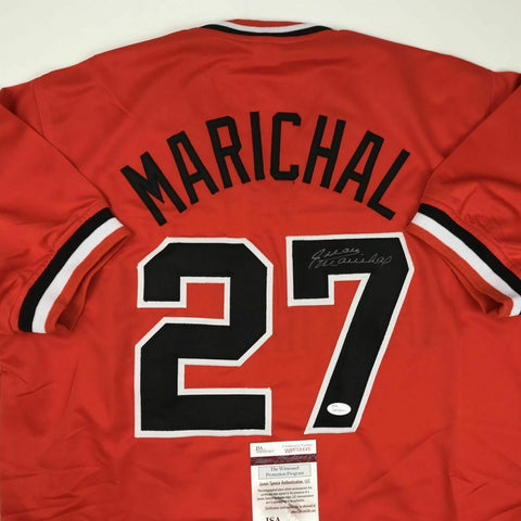 Autographed/Signed JUAN MARICHAL San Francisco Orange Baseball Jersey JSA COA