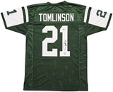 NEW YORK JETS LADAINIAN TOMLINSON AUTOGRAPHED GREEN JERSEY BECKETT BAS QR 215002