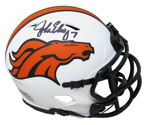 John Elway Signed Broncos Lunar Eclipse White Riddell Speed Mini Helmet - SS COA