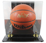 Lakers Magic Johnson Signed Wilson Basketball w/ Gold Sig w/ case BAS Wit