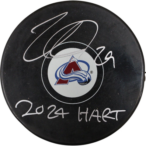 Nathan Mackinnon Autographed Colorado Avalanche Logo Puck Hart Fanatics 48914