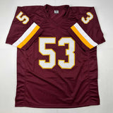 Autographed/Signed Jeff Bostic Washington Burgundy Football Jersey JSA COA