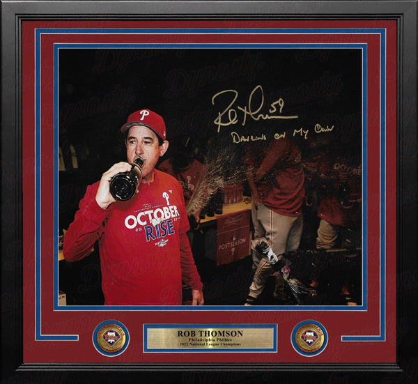 Rob Thomson Dancing on my Own Autographed Phillies 16x20 Framed Photo JSA PSA