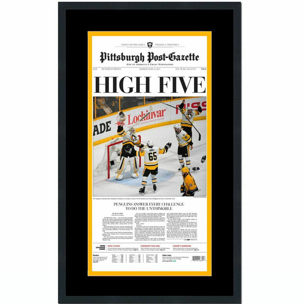 Framed Pittsburgh Post Gazette Penguins 2017 Stanley Cup Newspaper 17x27 Photo