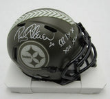 Rocky Bleier Signed/Inscr Salute To Service Mini Helmet Steelers Becket 191562