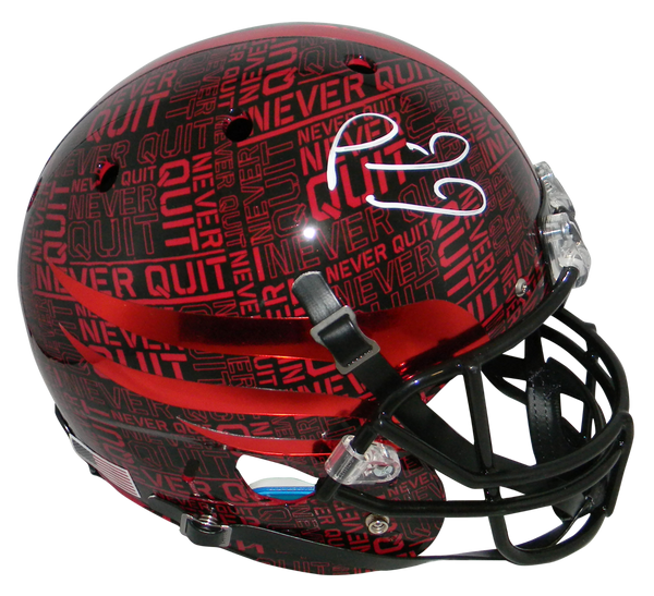 PATRICK MAHOMES SIGNED TEXAS TECH RED RAIDERS NEVER QUIT FULL SIZE HELMET JSA