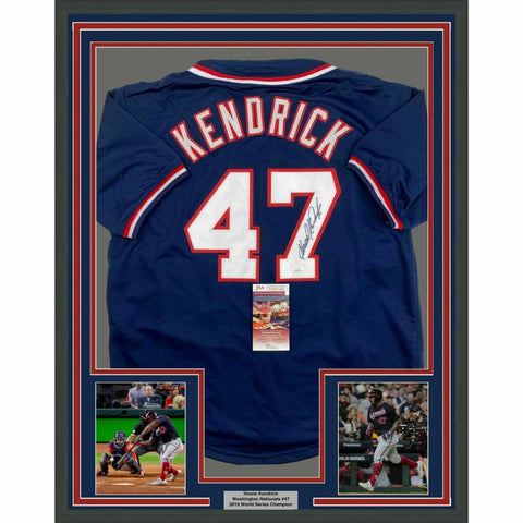 FRAMED Autographed/Signed HOWIE KENDRICK 33x42 Washington Blue Jersey JSA COA