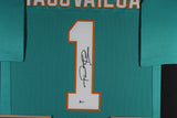 TUA TAGOVAILOA (Dolphins teal TOWER) Signed Autographed Framed Jersey Beckett