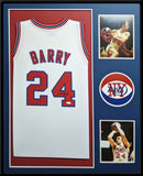 FRAMED NEW YORK NETS RICK BARRY AUTOGRAPHED SIGNED JERSEY JSA COA