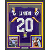 FRAMED Autographed/Signed BILLY CANNON 33x42 LSU Purple College Jersey JSA COA