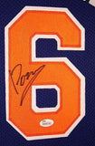Kristaps Porzingis Signed New York Knicks 35x43 Custom Framed Jersey (JSA COA)