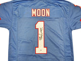 HOUSTON OILERS WARREN MOON AUTOGRAPHED BLUE JERSEY "HOF 06" PSA/DNA 230188