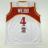 Autographed/Signed SPUD WEBB Atlanta White Basketball Jersey JSA COA Auto